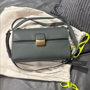 Green Gray Leather Crossbody Bag